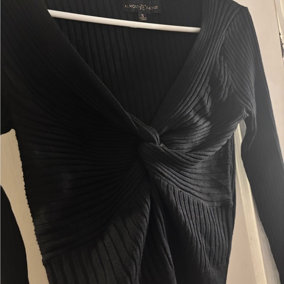 Black Ribbed Knit Sweater - Picture 2 of 4